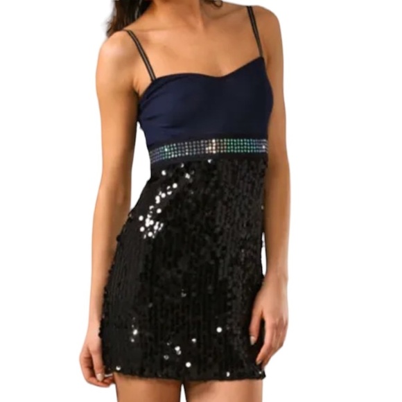 Free People Sequin Spaghetti Strap Mini Cocktail Dress 4 - Picture 1 of 6